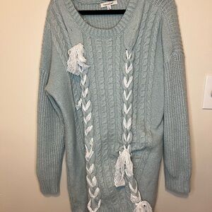 Francesca's Collections Light Blue Cable Knit Women’s Sweater